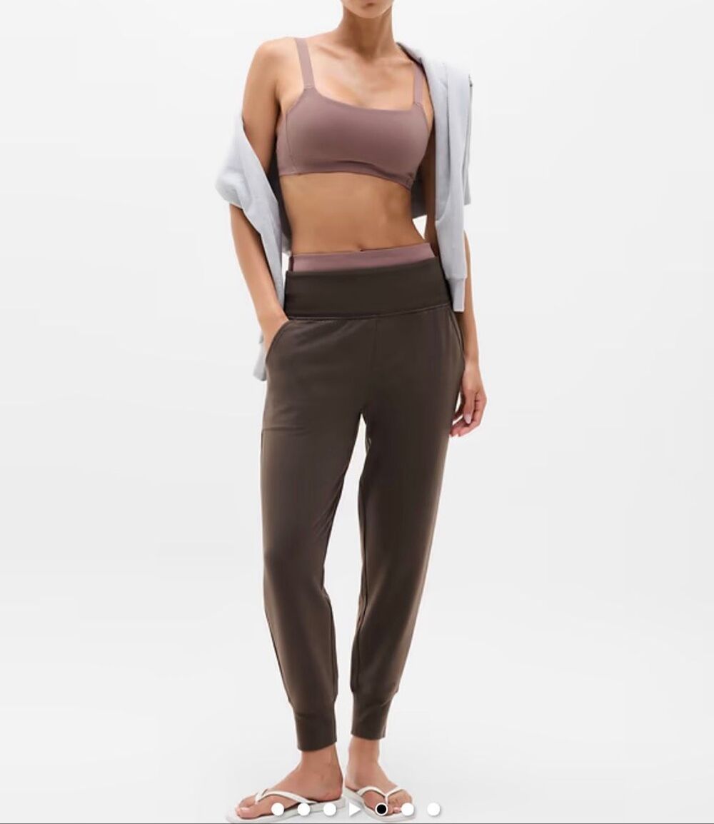Athleta $80 Coaster Luxe High Rise Jogger Pants brown Women's S NEW